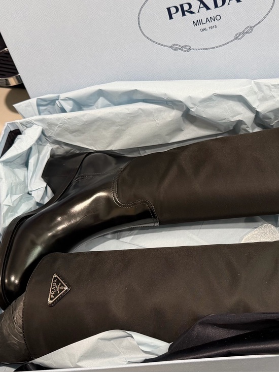Prada Shoes - Prada Black nylon and Leather Boots